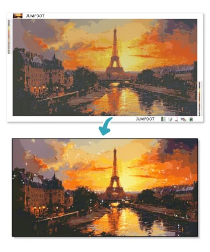 Diamond Painting Grand Format Tour Eiffel et Coucher de Soleil 70x40 cm - 4