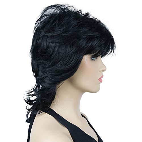 Lydell 16" Long Soft Shaggy Layered Wig Classic Cap Full Natural Synthetic Wigs (Black) #TOP3