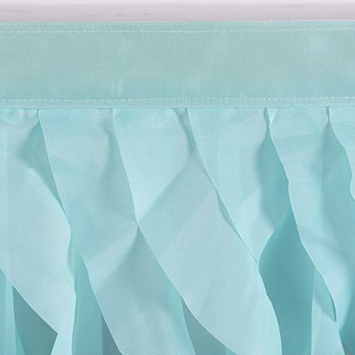 Leegleri Tulle Curly Willow Table Skirt Ruffle Tutu Table Skirt For Rectangle Table Or Round Table,Mermaid Table Skirt For Baby Shower,Birthday Partys (Aqua,L 6(Ft)*H 30In) #TOP6