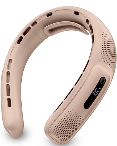 Portable Neck Fans that Blow Cold Air, Rechargeable Personal Small Wearable Cooler With 3-Speed, LED Display, 4000mAh, Type-C Port, Gift For Women, Dad, Birthday, Father, Travel, Outdoor, Pink