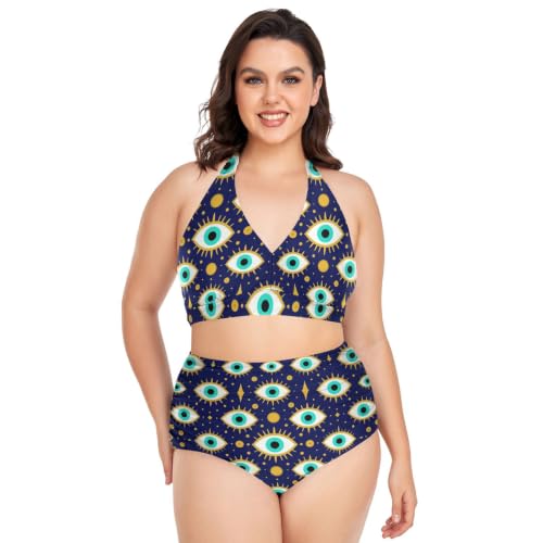 Maillots de bain deux pièces grande taille : bikini bohème foncé magique et ajustable