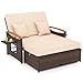 GIANTEX Lounge Möbel Outdoor, Gartensofa mit Liegefunktion, Balkonmöbel Kleiner Balkon, Outdoor Sofa, Rattan Lounge Sofa, Gartenlounge mit Stauraum, Garten Doppelliege 2 Personen, Rattan Daybed Garten