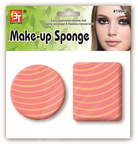 Make Up Sponge (Variety) 2pcs Round & Square (Salmon)