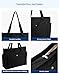 REDSINDA Canvas Tote Bag with Zipper, Multiple Pockets for Daily Essentials, Travel, Work (Black)