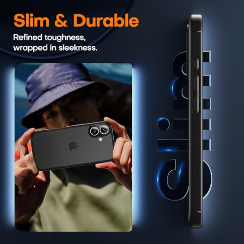 Image of TAURI for iPhone 17 Case, with Screen Protector, Matte Black | Full Camera Protection, Anti-Yellowing Military-Grade Protection Shockproof Slim Phone Case for iPhone 17