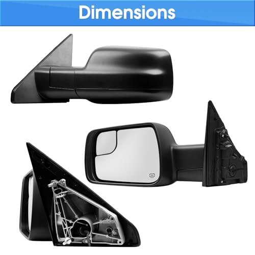 Driver Left Side Door Mirror Compatible with 2019-2025 Ram 1500 with Heated Glass and Blind Spot glass, Temperature Sensor, Manual Folding, 7Pins, Replace#68276499AA, CH1320471 by Convitex - Used condition - Image 5