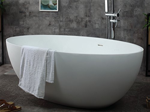 Alfi Brand Ab9941 67" White Oval Solid Surface Smooth Resin Soaking Bathtub #TOP4