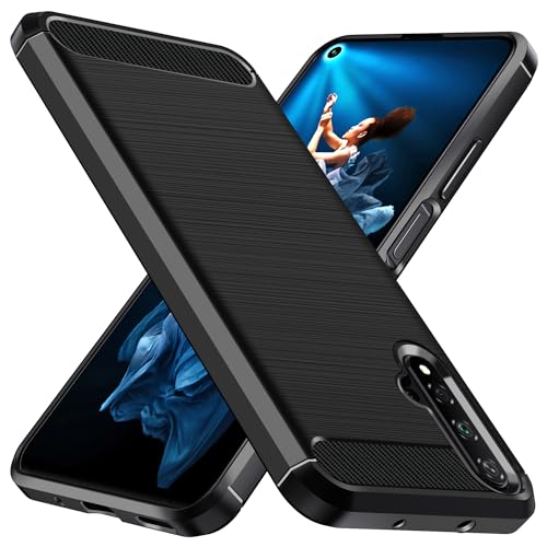 ivoler Silikon Hülle für Huawei Nova 5T / Honor 20 / Honor 20 Pro, [Militärischer Schutz] Stoßfest Handyhülle, Dünne Weiche Flexible TPU Kratzfest Schutzhülle Anti-Fingerabdruck Hülle Cover, Schwarz