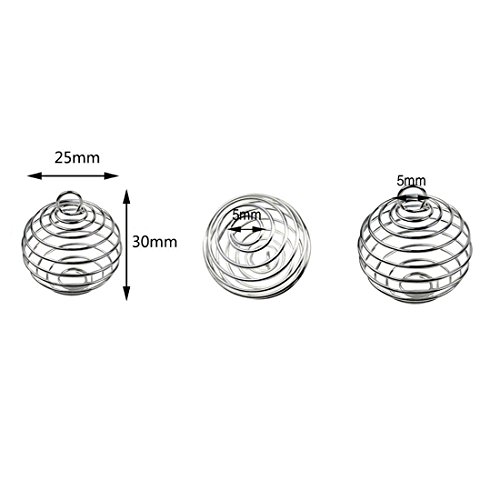 Jialeey Spiral Bead Cages Pendants, 100 Pcs 25X30Mm Silver Plated Stone Holder Necklace Cage Pendants Findings For Jewelry Making And Crafting #TOP1