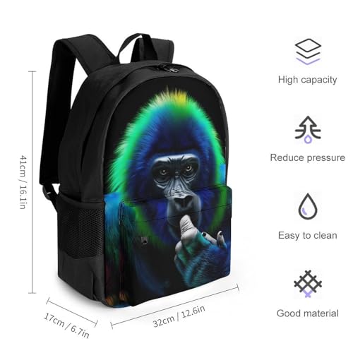 Supdreamc Men Women Polyester Colorful Orangutans Art Daypack Backpack Large Capacity Carry On Bag With Smooth Zippers for Hiking Picnic Walking Cycling2