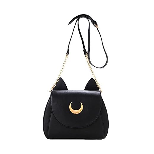 Jzhen Bolso Hombro Mujer Cuero, Bolso de bandolera de Sailor Moon Cosplay Mujer Pequeño, Negro