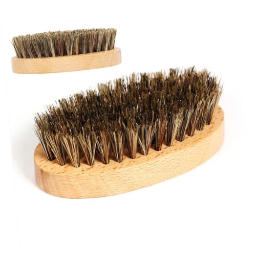 HONITANO Cepillo Para Barba De Cerdas De Jabalí Con Mango De Haya Color Natural Para Cuidado De Bigote y Limpieza Facial De Hombres Dimensiones