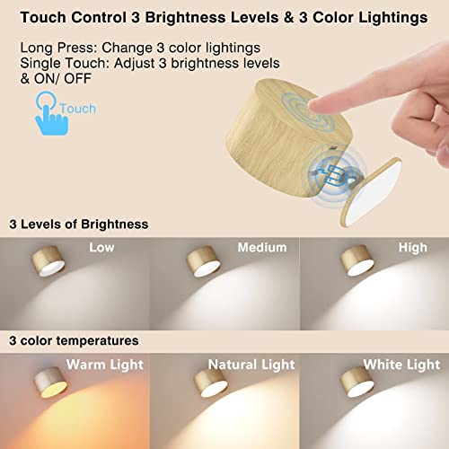 Aksda Battery Operated Wall Light, Led Wall Sconce With 3 Color Modes 3 Brightness Levels 360°Rotate Magnetic Ball Touch Control, Wall Mounted Lamp Cordless Wall Lamp For Bedroom Reading Bedside-1Pack #TOP1