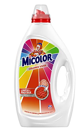 Micolor Gel Colores Vivos (28 lavados), detergente líquido para lavadora con tecnología recupera colores, jabón para ropa de color Cover