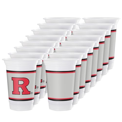 Westrick Rutgers Scarlet Knights 16oz Plastic Cups, 16 Pack – Officially Licensed Rutgers University Disposable Party Cups with Logo – Tailgating, Game Day, Graduation Parties & Fan Celebrations