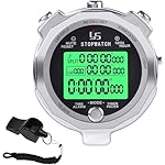 Stopwatch, Metal Stop Watch with Backlight for Sports 10 & 100 Laps Stopwatches Timer for Sports and Competitions