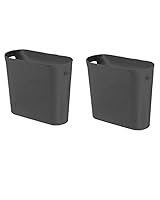 Vista 1 de Basurero pequeño para baño, 3 galones, plástico delgado, juego de 2, color negro