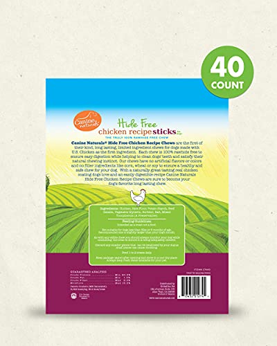 Canine Naturals Chicken Recipe Chew - Rawhide Free Dog Treats - Made From Usa Raised Chicken - All-Natural And Easily Digestible - 40 Pack Of 5 Inch Stick Chews #TOP2
