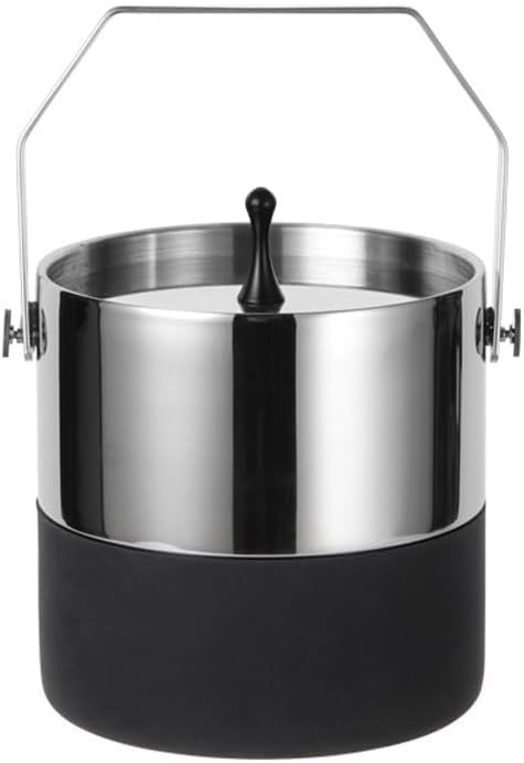 JSEIAJB Stainless Steel Ice Bucket Outdoor Layer Cold Insulation with Lid Ice Granule Bucket Wine Barrel Thickened