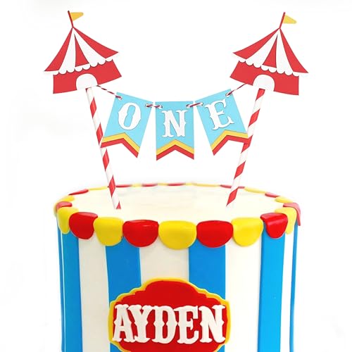 HIKLO Circus Tent 1st Birthday Cake Topper