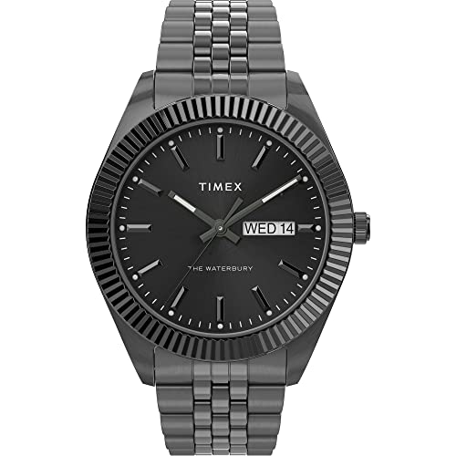 Timex Waterbury Legacy Herren-Armband, 41 mm, Quarz, Edelstahl, Schwarz, 20 Casual Watch (Modell: TW2V17700VQ), gunmetal/black