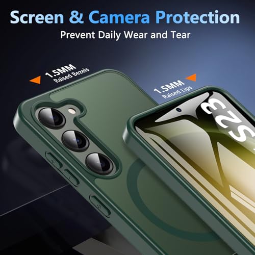 OWKEY for Samsung Galaxy S23 Case 6.1" with Screen Protector Built-in Invisible Kickstand Compatible with MagSafe, Magnetic Shockproof Translucent Matte Slim Bumper Cover for S23 Phone Case, Green by OWKEY - Used condition - Image 4