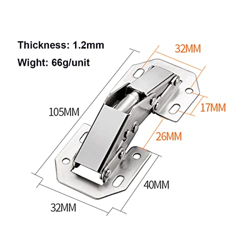 Qrity 2X Pack Of Kitchen Cabinet Door Hinges Concealed Cupboard Door Hinges - No Slot Required - Easy To Install #TOP3