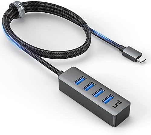 uni USB C Hub with 120cm extended Cable, [Aluminum Shell] Type C to 4-Port USB 3.0 Adapter, High Speed USB Splitter for MacBook Pro, iPad Pro, MacBook Air, XPS, Surface Book