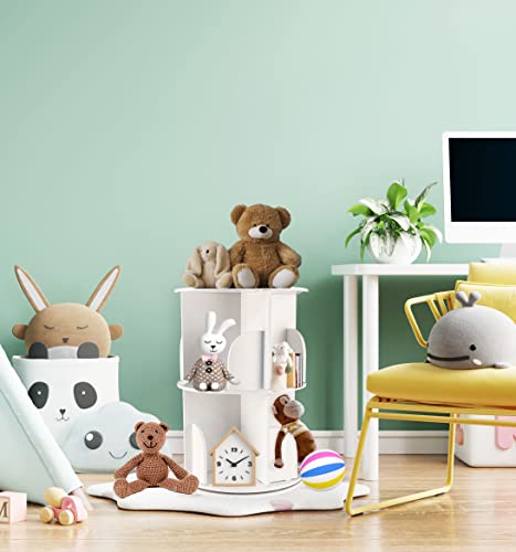 Rotating Bookshelf | Spinning Bookshelf | Small Bookshelf | 2 Tier Round Bookshelf | Plastic Bookshelf For Office Living Or Kids Room | Revolving Bookcase | 360 Rotating Bookcase | White Bookshelf #TOP5