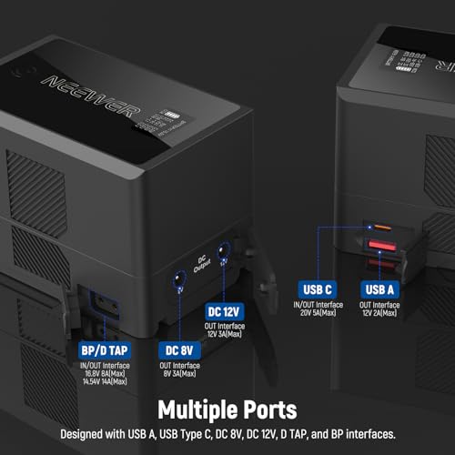 Image of Neewer V Mount Battery PS150E Supports 100W PD USB C Fast Charging, 10350mAh 150Wh 14.54V, with D Tap /USB C /USB A /BP /Dual DC Ports /OLED Screen, V Lock Battery for Camera Camcorder Monitor Video Light