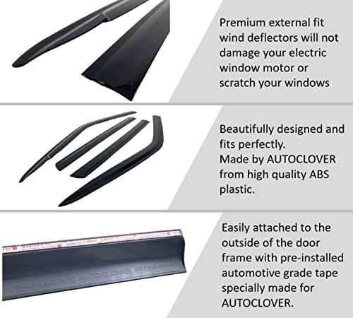 Autoclover Side Window Visor 4 Piece Set For Toyota 4Runner 2010-2022 (5Th Gen) / Safe Rain Out-Channel Guard Deflector (Smoked + Chrome Bundle) #TOP4