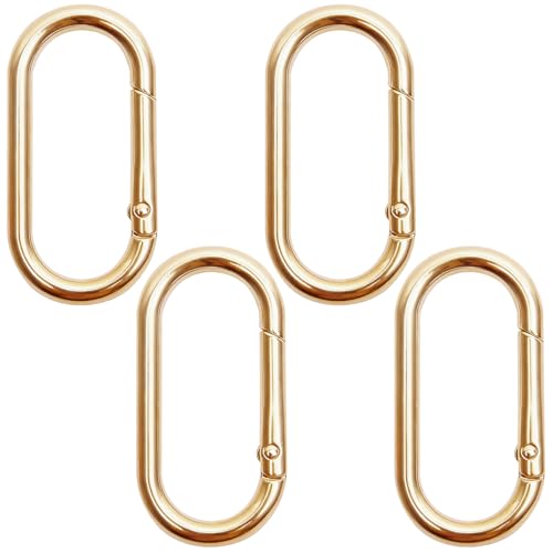 4 Pcs Oval Spring O Ring Clips,Oval Snap Clip,1.97" Alloy Snap Hooks for Purse Strap Extender, Keychain, Handbag & DIY Crafts,Heavy Duty Metal Buckle（Gold）