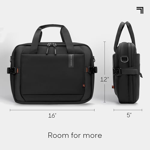 Sharper Image Messenger Briefcase for Men, Laptop Bag fits up to 17” Computer, 19L Water Resistant Crossbody Shoulder Bag with Strap for Work, School, Office, Travel, Black (Venture Collection) by Sharper Image - Image 4