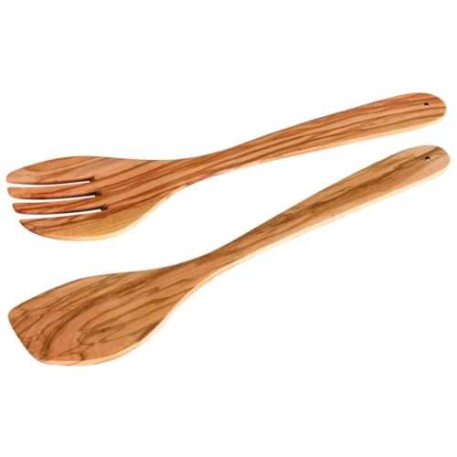 Fackelmann 30855 Couverts à Salade, Ustensile de Cuisine, Olivier, Bois, 30 cm