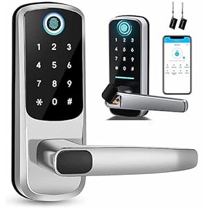 Smart Lock, Keyless Entry Door Lock, Bluetooth Enabled Fingerprint and Touchscreen Electronic Door Lock with Reversible Handle |Remote Share|IC Card| Auto Lock for Front Door Office Apartment Garage