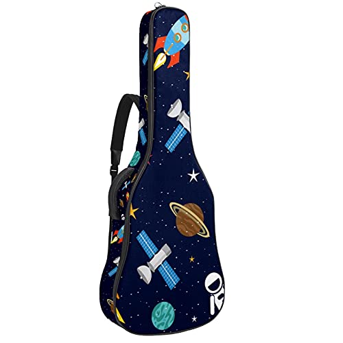 Housse guitare basse imperméable avec fermeture éclair motif espace
