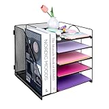 EasyOFC Organiseur de bureau à 5 niveaux, bac à courrier en maille avec...