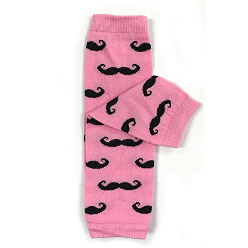 Wrapables Colorful Baby Leg Warmers, Moustache Pink and Black