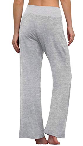 Image of AMiERY Women's Comfy Casual Pajama Pants Floral Print Drawstring Palazzo Lounge Pants Wide Leg