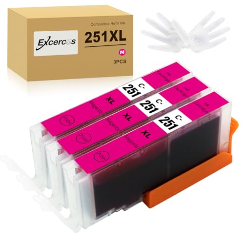 Image of CLI-251XL Magenta Ink Cartridges Replacement for Canon CLI-251 Compatible with PIXMA IX6820 MX920 IP8720 MG5520 MG5420 MG7520 MG7120 MG6320 IP7220 Printer (3 Magenta)