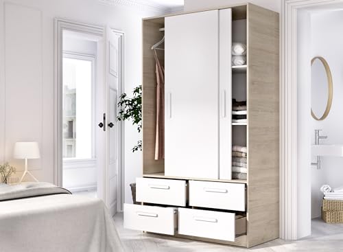 DEKIT GRUPO RIMOBEL SLIDE - Armario de dos puertas correderas y cuatro cajones - BLANCO / NATURAL - 204 x 120 x 160 - imagen 6