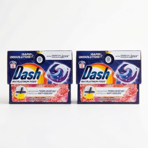 Dash 4in1 Platinum Pods Detersivo Lavatrice in Capsule, Fiori di Seta e Peonia, 24 Lavaggi, 2 Confezioni da 12