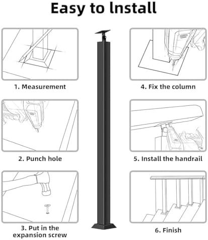Adjustable Metal Stair Balusters with Flat Bracket Base - 270° Rotatable, Perfect for Secure Installation on Steps, Decks, Balconies, Enhancing Safety and Style