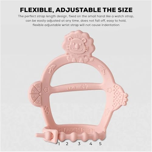 Image of Baybee Baby Soft Toy Wrist Teether | Silicone Baby Chew Gum & Adjustable Teething Toy | 100% Food Grade Silicone & BPA Free Toy for Babies | Teethers for 6 to 12 Months (Pack 2)
