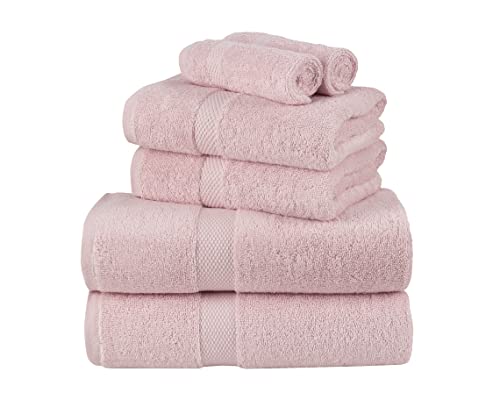 La Maison 100% Egyptian Cotton 600GSM Superior Towel Bale Set Hand Towel Bath Towel 6 Piece Super Soft Everyday Use (Soft Pink)