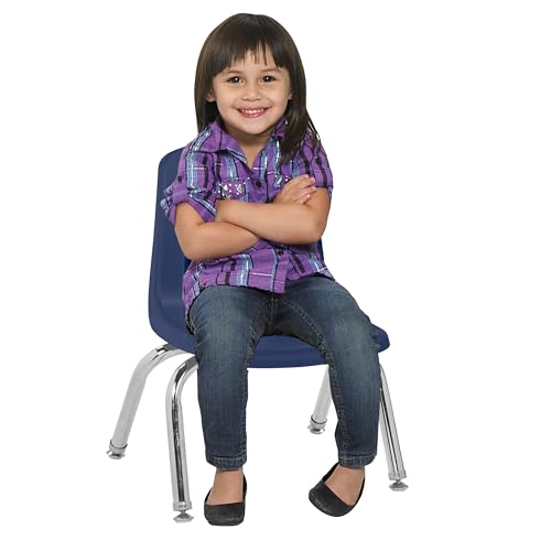 Image of FDP 10 inch School Stack Chair, Stacking Student Seat with Chromed Steel Legs and Nylon Swivel Glides For In-Home Learning or Classroom - Contemporary /Purple (4-Pack), 14002-CTPU