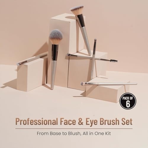 Image of Sloane Premium Makeup Brush Set, Professional Beauty Makeup Brushes for Eye & Face (Pack of 6)