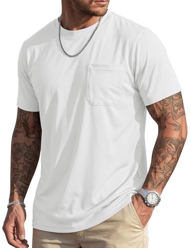 magcomsen MAGCOMSEN Mens T-Shirts Short Sleeve with Pocket UPF 80+ Sun Protection Moisture Wicking Casual Plain Crewneck Tee