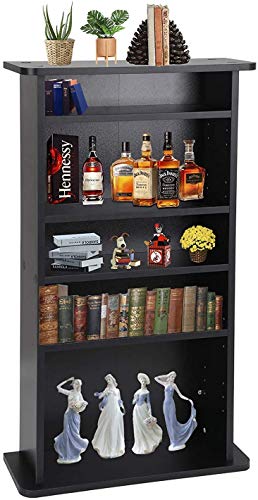 Nouva Media Storage Cabinet-DVD, CD, Blue-Rays, 5 Adjustable Shelves Hutch Cabinet, Games DVD Storage Tower Shelf Rack Standing Shelves