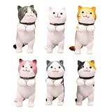 Halloluck 6 Pcs Stand Cute Miniature Cat Figure Animal Cat Characters Toys Mini Figure Collection Pl